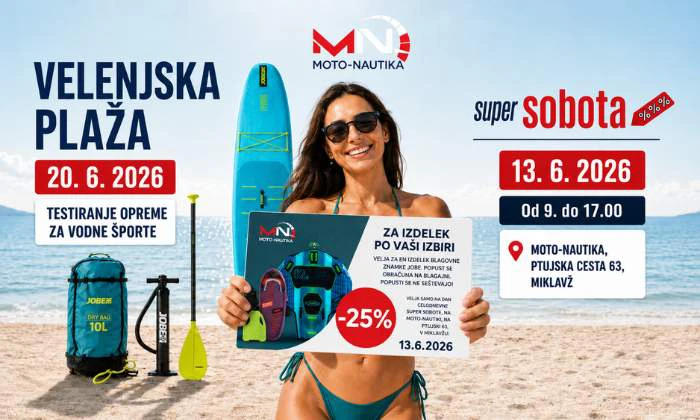 Navtični junij Moto-Nautike: predpočitniška Super sobota in testiranje opreme na Velenjski plaži