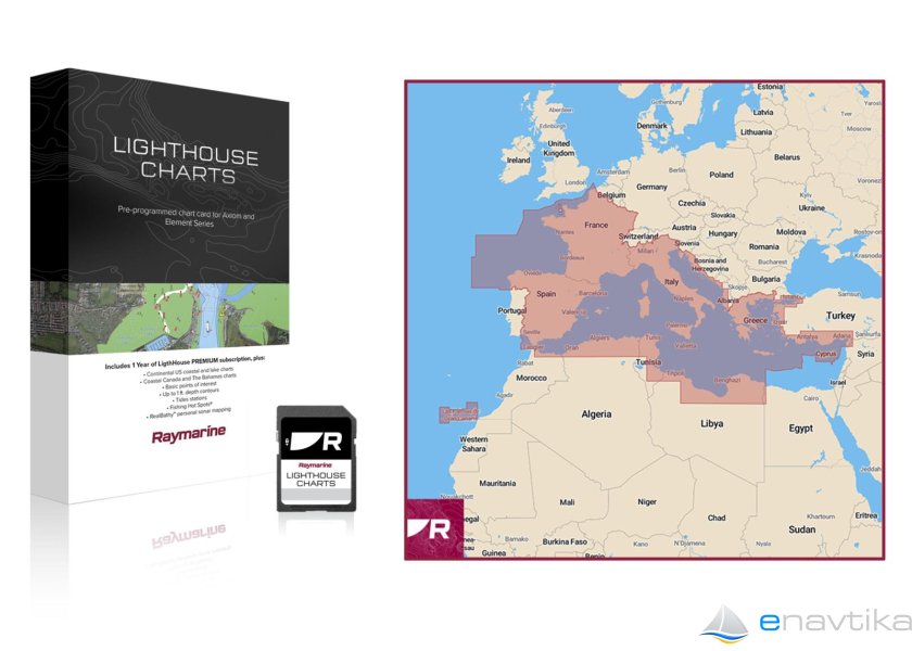 Navtična karta RAYMARINE Lighthouse Mediteran